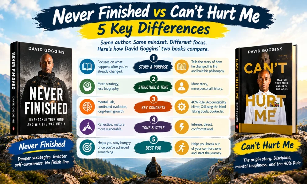 Never Finished vs Can't Hurt Me key differences